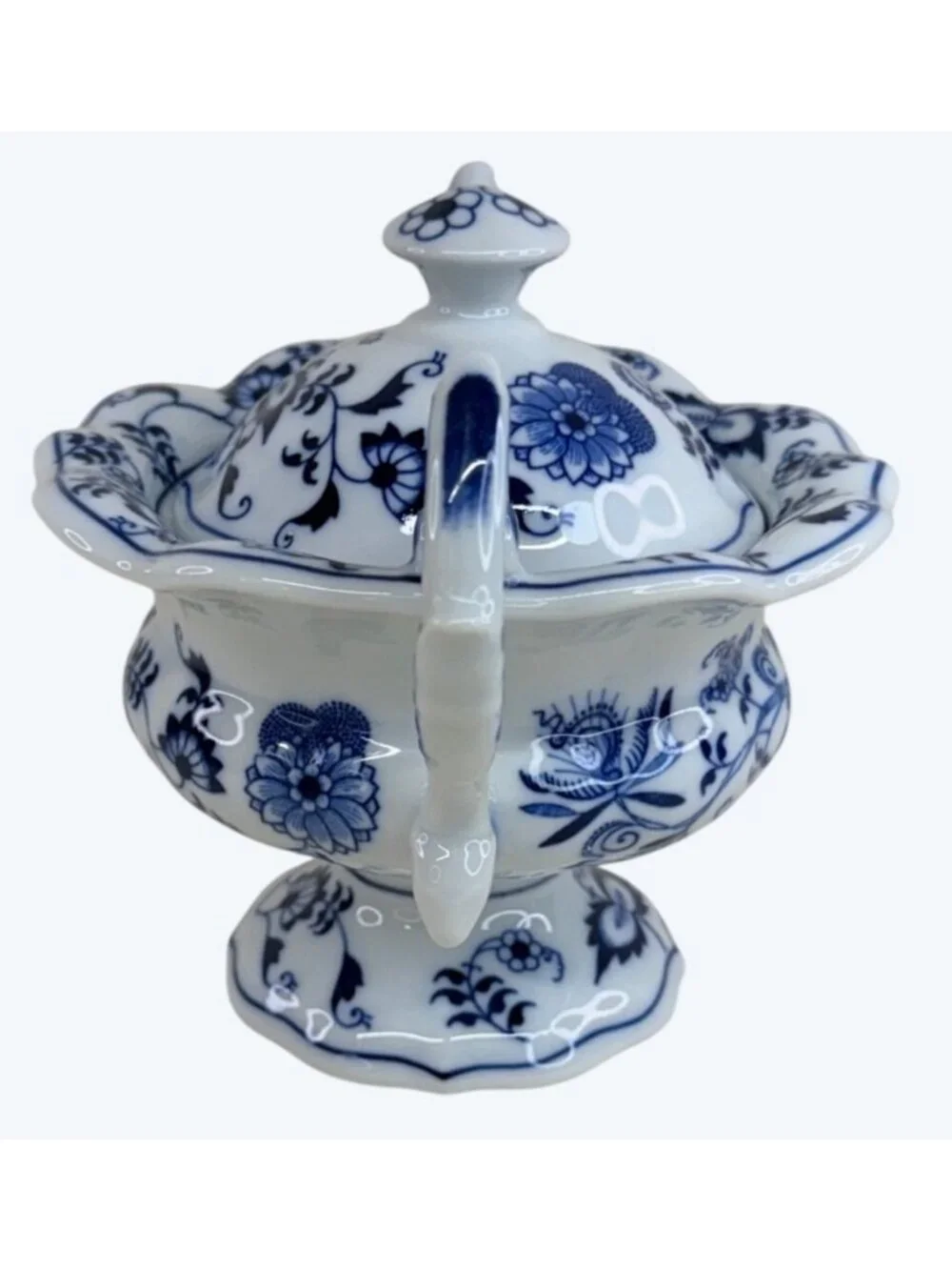 Blue Danube Porcelain Blue Onion Pedestal Mayonnaise Jar